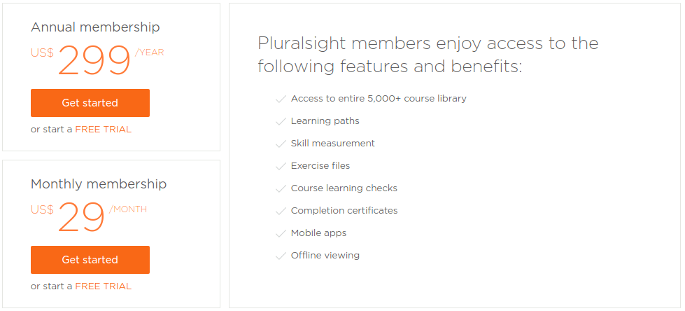 pluralsight vs udemy costs