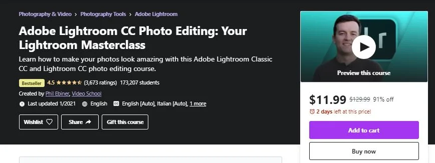 udemy lightroom class