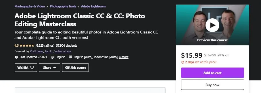 Udemy Lightroom online courses