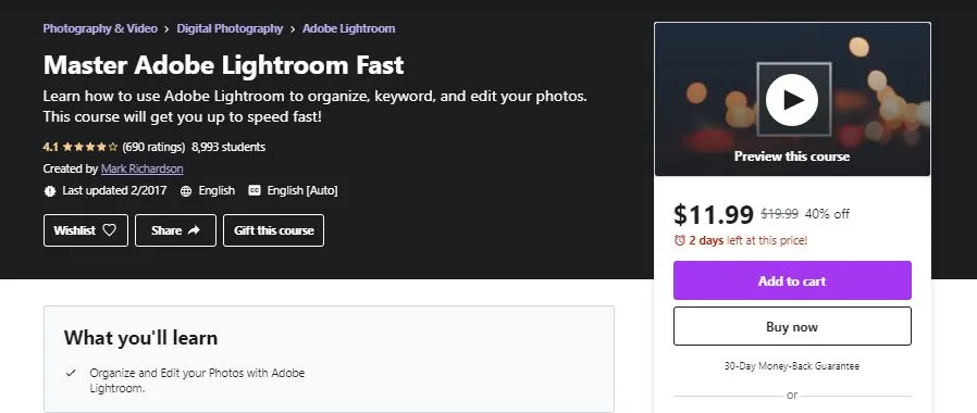 Master lightroom online courses fast